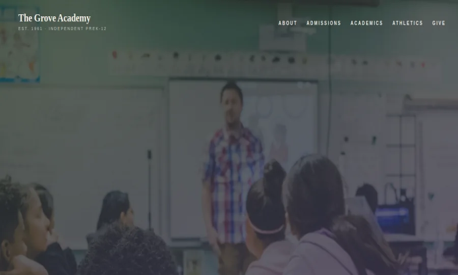 Grove Academy — Vantage Digital concept design (private school)
